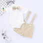 Mini Gentleman Outfit Newborn Baby Boy Formal Costumes Short Sleeve Shirt With Bow + Romper Short Pants Summer Fashion 2 Pcs Set