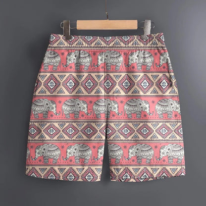 Men's Hawaiian 3D Elephant Ethnic Pattern Beach Shorts Quick Dry Outdoor Leisure Sports Shorts Fashion Men's Shorts