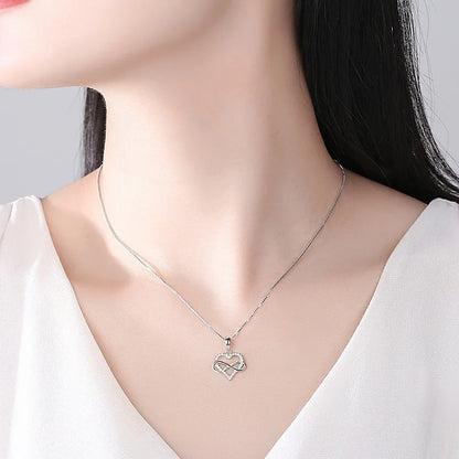 925 Sterling Silver Zircon Fashion Korean Women Elegant Round Pendant Necklace Birthday Jewelry Sterling Silver