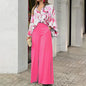 Spring Autumn Print Pant Sets Women Fashion Temperament Casual Loose Two Piece Set Flared Sleeve Shirts Wide Leg Pants Lady Suit