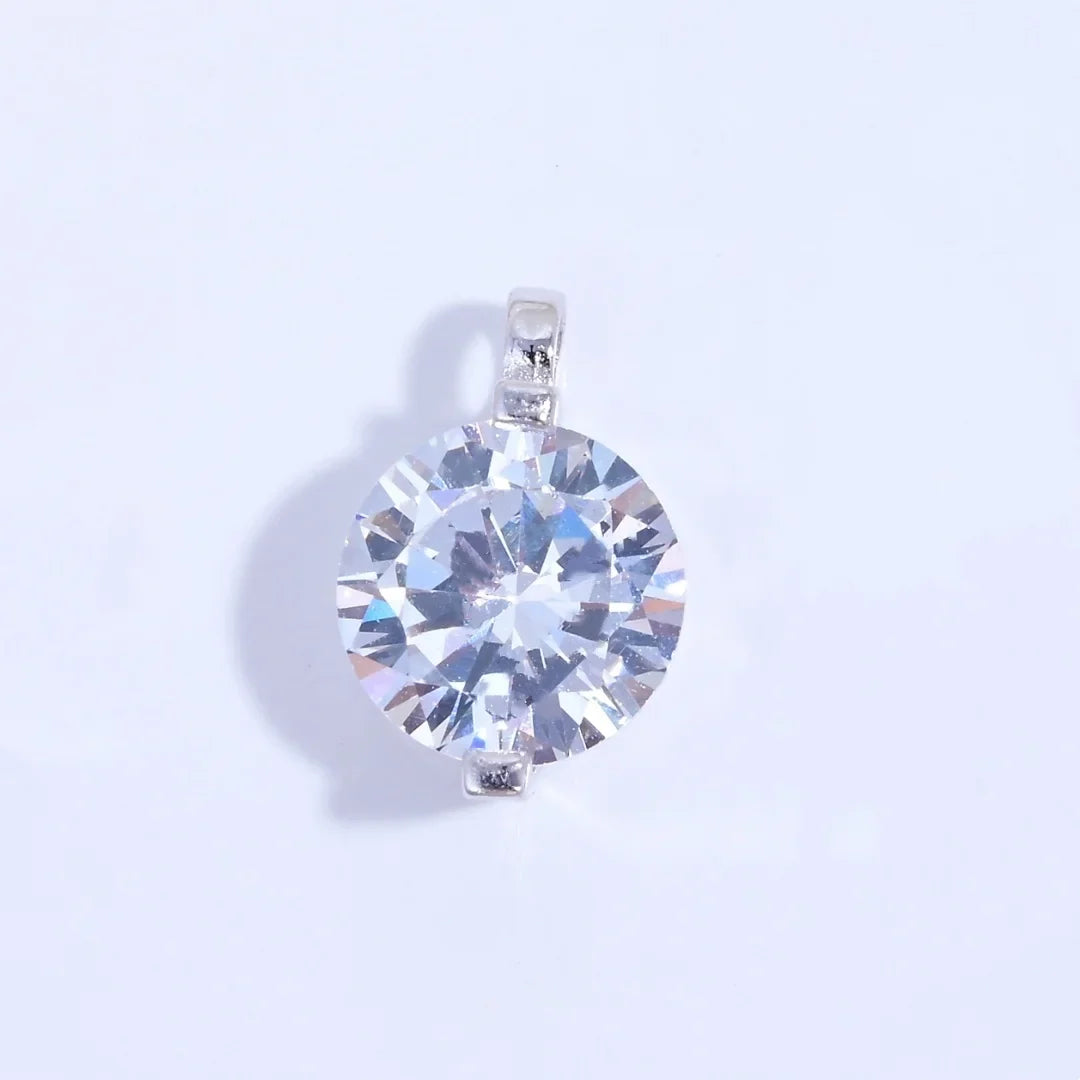 S925 Sterling Silver Inlaid Two-Claw Single Zircon Charm DIY Handmade Bracelet And Necklace Jewelry Accessories SD77