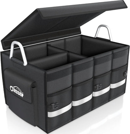 Trunk Organizer Car Accessories Trunk Storage Waterproof Collapsible Durable Multi Compartments with Foldable Cover