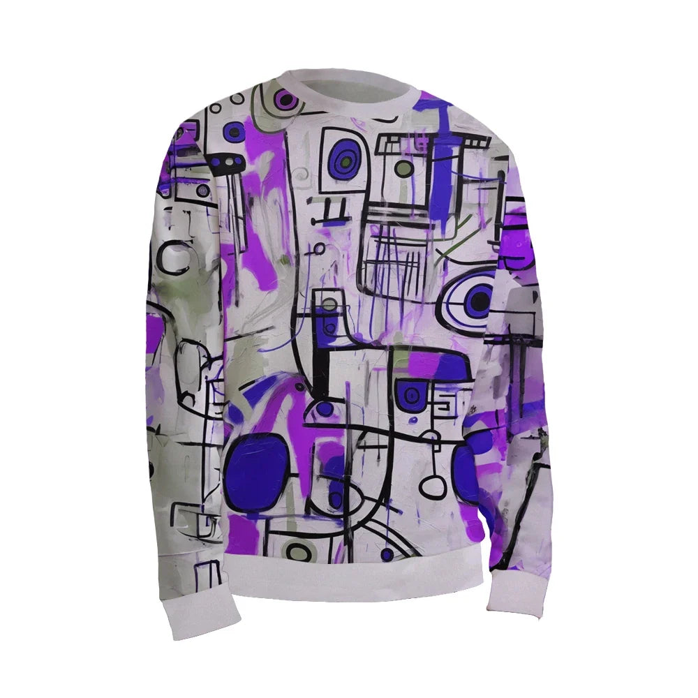 Graffiti Men's Street 3D Printed Pullover Sweatshirt Holiday Vacation Going out Sweatshirts Yellow Purple Crew Neck Print Hoodie