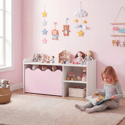 Scalloped Kids Bookshelf and Toy Storage Organizer for Playroom