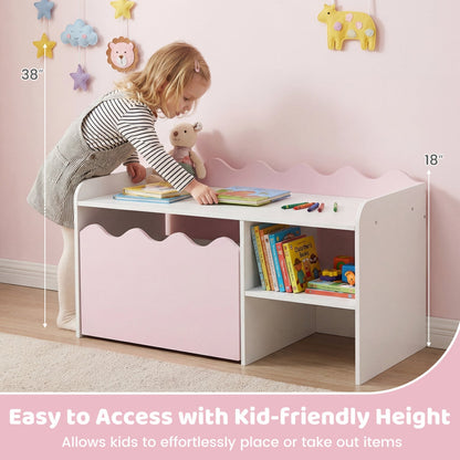 Scalloped Kids Bookshelf and Toy Storage Organizer for Playroom