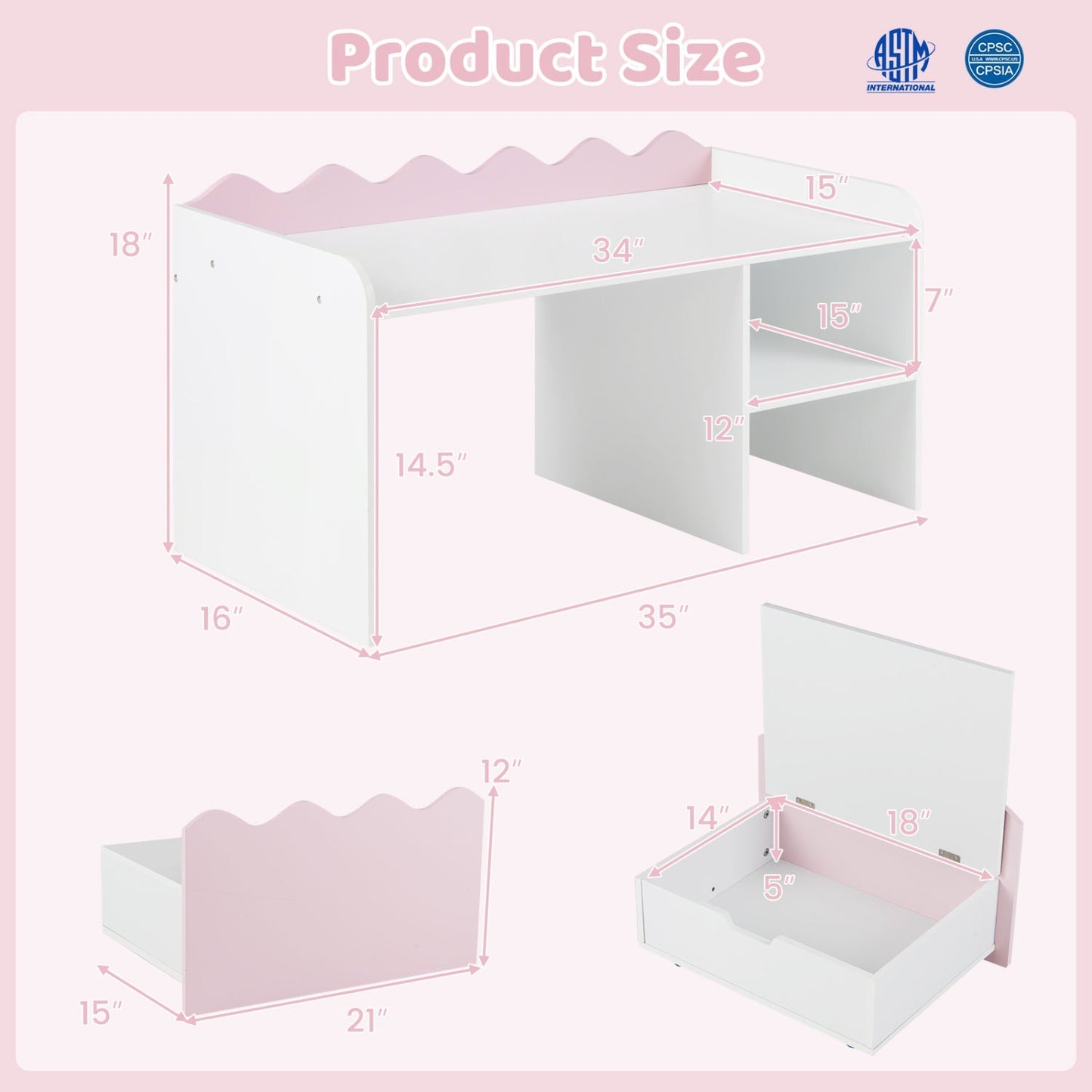 Scalloped Kids Bookshelf and Toy Storage Organizer for Playroom