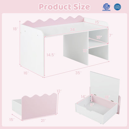 Scalloped Kids Bookshelf and Toy Storage Organizer for Playroom