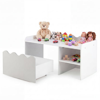 Scalloped Kids Bookshelf and Toy Storage Organizer for Playroom