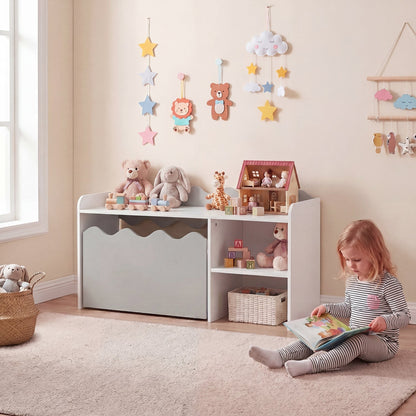 Scalloped Kids Bookshelf and Toy Storage Organizer for Playroom