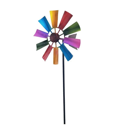 367A Wrought Iron Rotating Windmill Metal Wind Spinner Landscape Ornament for Outdoor Courtyard Yard Lawn Pinwheel Decor