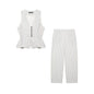 Women Fashion Stripe Sets Sexy Sleeveless Button Fold Hem Top+Wide-Leg Pants Summer Autumn Vacation Leisure New 2 Pieces
