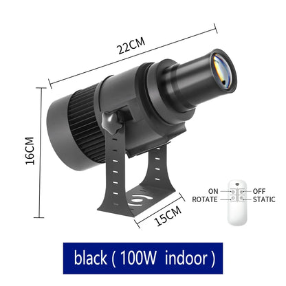 Custom Led HD Gobo Logo Projector Indoor Outdoor Ip67 Waterproof Rotating Advertising Image Projection Light For Floor Wedding