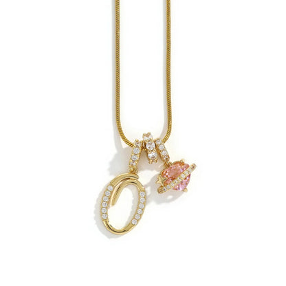 Gold Color Zircon Flower Pendant Necklace Female A-Z 26 Letter Alphabet Wedding Jewelry Gift for Women