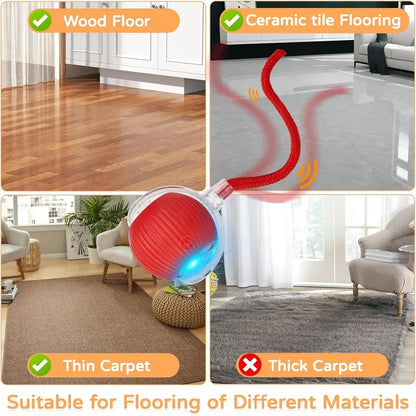 iLMH 1/2 PCS Cat Interactive Ball Toy Automatic Rolling Ball Faux Tail Rechargeable Smart Pet Electric Toy Pet Toy Imitate Mouse
