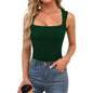 Sexy Slimming T-Shirts for Women Fashion Square Neck Sleeveless Tops Harajuku Tanks Woman Clothes Casual Top Tees Streetwear