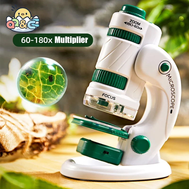 Kid Pocket Microscope Toy Kit 60–120x Educational Mini Handheld Microscope with Light STEM Toy Gift