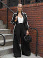 Fashion Splicing Striped Zipper Sports Suit Women'S Spring Autumn Thick Hoodie Casual Loose Wide Leg Trousers 2 Piece Set Female