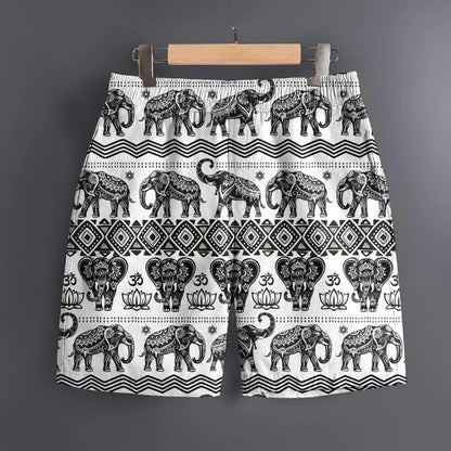 Men's Hawaiian 3D Elephant Ethnic Pattern Beach Shorts Quick Dry Outdoor Leisure Sports Shorts Fashion Men's Shorts