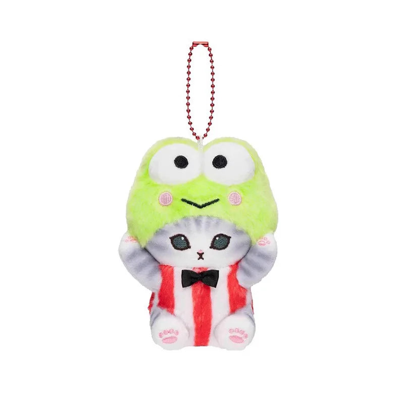 Kawaii Frog & Kitty Plush Keychain