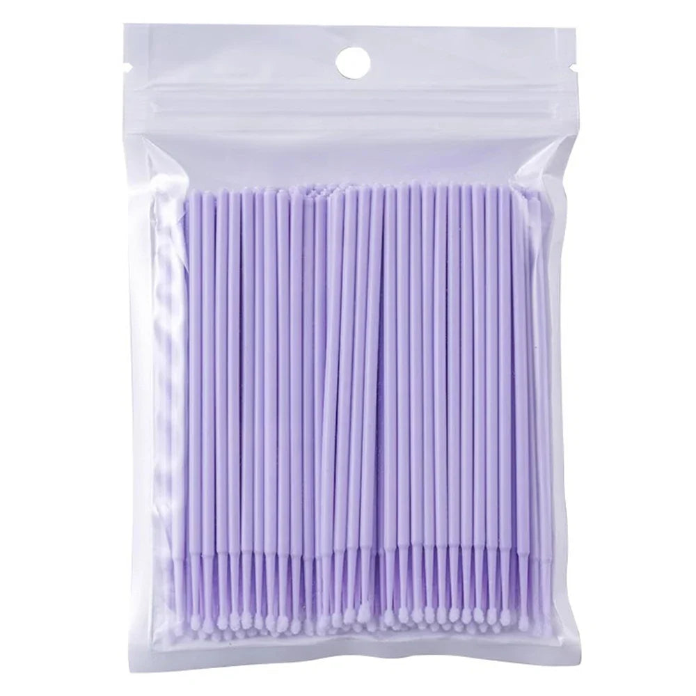 100PCS Micro Swab Applicator Eyelash Cleaning Brush Lash Extension Micro Brushes Cotton Swab Individual Eyelashes Removing Tool