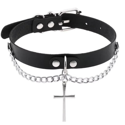 Pink Harajuku Gothic Spike Rivet Star Necklaces Collares Hip Hop Rock Black Bowknot PU Lace Leather Sexy Y2K Girl Choker Jewelry