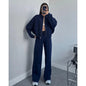 Fashion Women's Suit Zipper Trousers Round Neck Sweatshirt Wide Leg Trousers 2 Piece Set Conjuntos De Pantalón Fall Clothes 2025