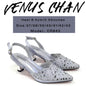 Venus Chan 2024 Latest High Heel Gold Color Atmospheric Luxury Pattern With Rhinestones Party Ladies Shoes And Bag Set