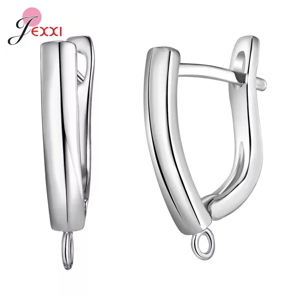 Fashion DIY Cubic Zirconia Earrings Hook Rhinestone 925 Sterling Silver Earring Findings For Handmade Jewelry Accessories