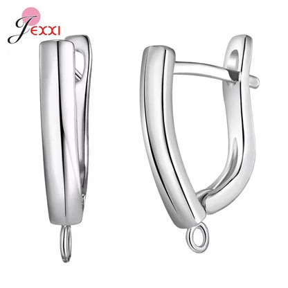 Fashion DIY Cubic Zirconia Earrings Hook Rhinestone 925 Sterling Silver Earring Findings For Handmade Jewelry Accessories