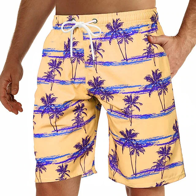 Men's Hawaiian Swim Trunks Surf Trunks Palm Tree Shorts Fashion Street Trend Casual Daily Vacation Elastic Waist Design Clothing