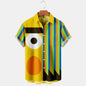 New men's street fashion summer daily shirt Hawaiian colorful rainbow print casual loose shirt short sleeved beach loose top
