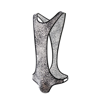 Leopard Men's Bodysuits Building Shapers Tights Men Singlet Underwear Bikini Sexy Men T-Back Jumpsuit Stretch Thongs Jockstrap