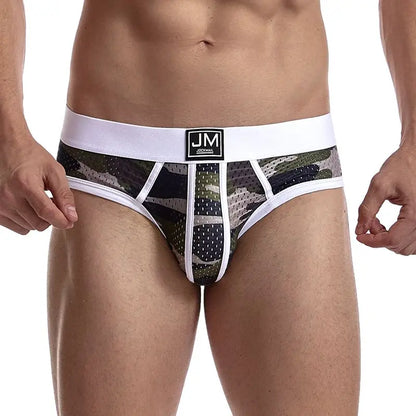 Man's Underwear Briefs Underpants Nylon Low-rise Mesh Breathable Camouflage Men's Briefs Swimwear Shorts