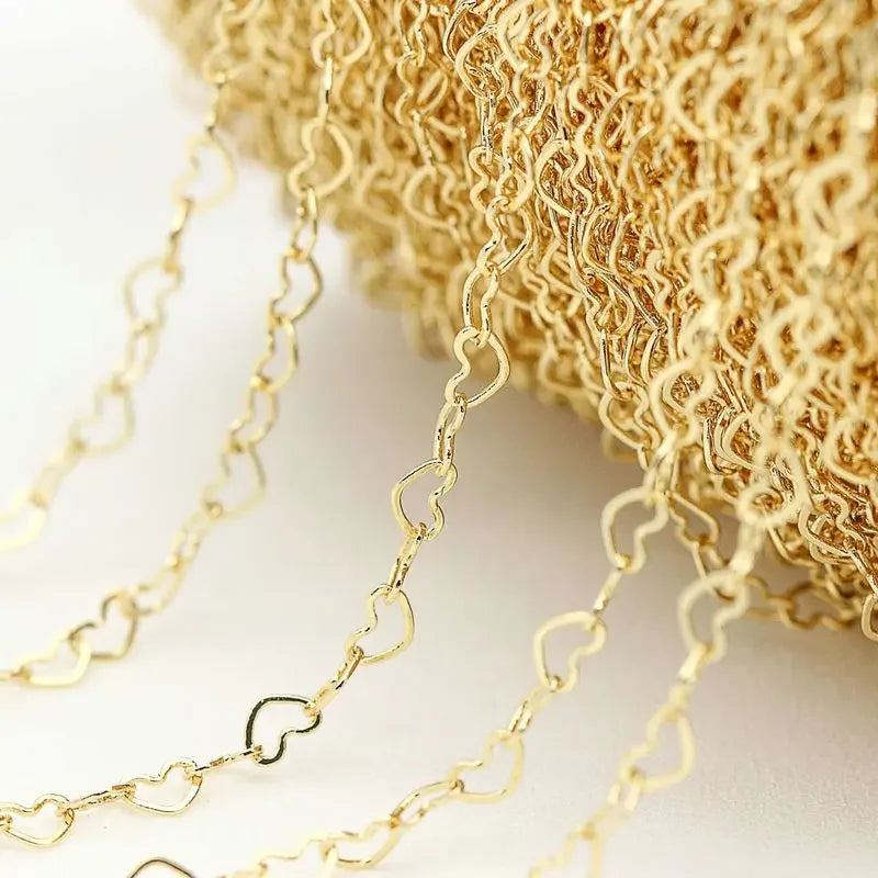 Width3MM 14K Gold Color Plated Brass Heart Shape Necklace Chains High Quality Jewelry Accessories