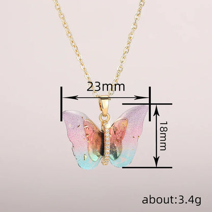 Huitan Aesthetic Butterfly Pendant Necklace for Women Silver Color/Gold Color Inlaid Shiny CZ Fashion Party Accessories Jewelry