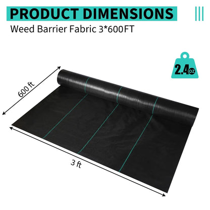 3/4/6*300/600ft Weed Barrier Landscape Fabric, Heavy Duty Weed Block