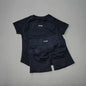 DFDK 2 Piece Athletic Tracksuit, Seamless Short Sleeve Yoga Wear, High Stretch Running Shorts, Gym Training Outfit