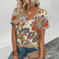 Women's Plus Size T-Shirt Summer V-Neck T Shirt For Women Daily Fashion Short Sleeve Casual T-Shirt 3d Print Female Clothes