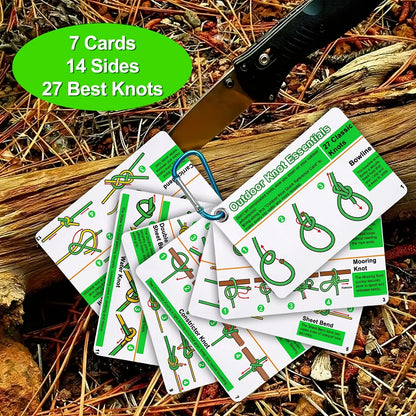 27 Knots Camping Hiking Guide Cards Set, Durable PVC Portable