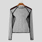 Party Nightclub Style Tops INCERUN Men's See-through Thin Design T-shirts Sexy Leisure Male Hot Sale Long Sleeved Camiseta S-3XL