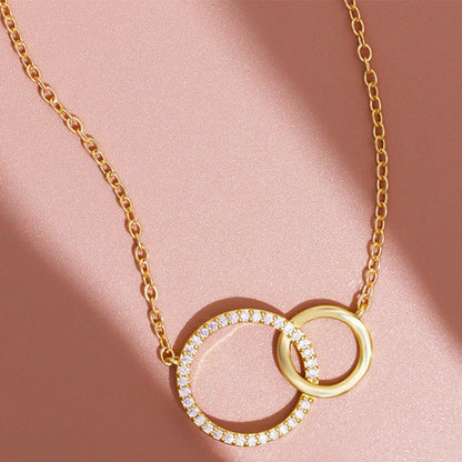 Double Circle Pendant Necklace Gold Color Necklaces for Women Fashion Thin Chain Minimalist Dainty on The Neck Jewelry