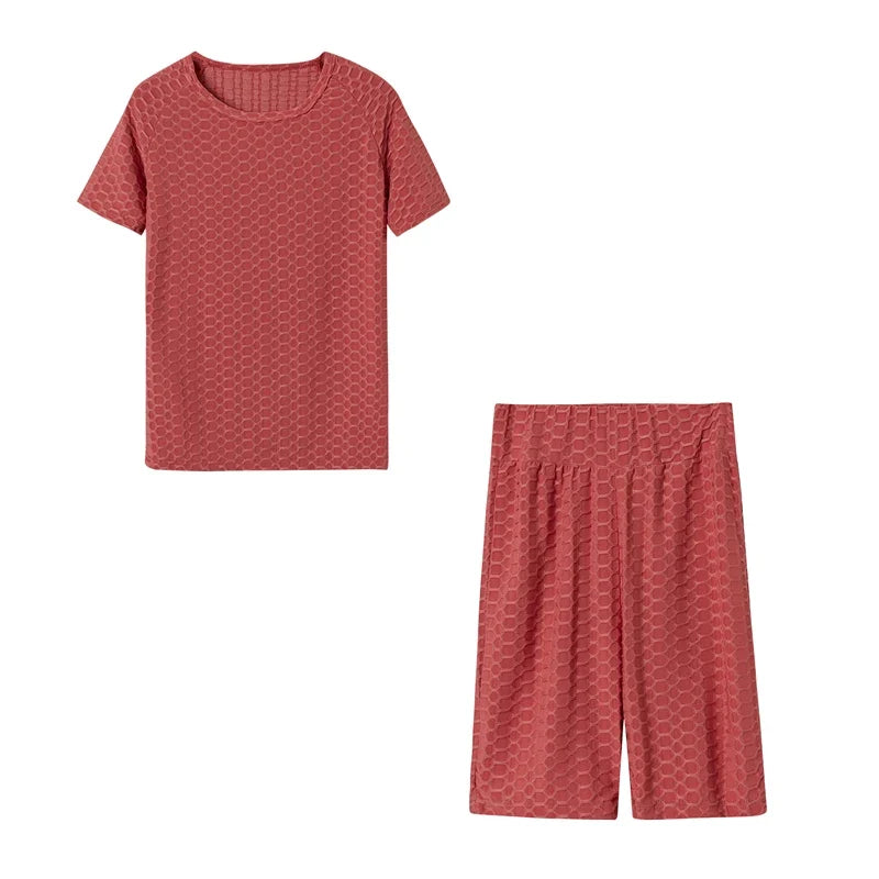 New Summer Round-Neck Solid Color Short-Sleeved Two-Piece Yoga Shorts