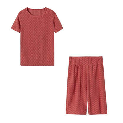 New Summer Round-Neck Solid Color Short-Sleeved Two-Piece Yoga Shorts