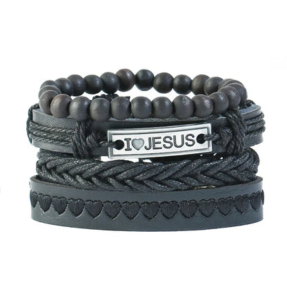 Modyle Multi-layer Gothic Leather Bracelet Set Punk Viantage Wings Charms Handwoven Bracelets for Men Jewelry Gifts