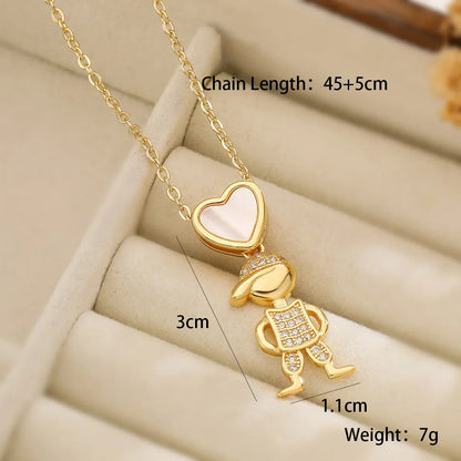 Luxury Gold-Plated Heart-Shaped Pendant Necklace for Boys And Girls Korean Trend Niche Anti Allergy Jewelry Gift