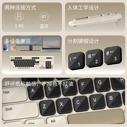 Ks Bluetooth Keyboard and Mouse Combo，Full Size Wireless Dual-Mode Connection，Low-Noise Keys for Desktop/Laptop