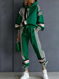 Plus Size Striped Sweatshirt & Pants Set