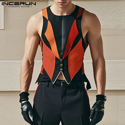 INCERUN Summer Sleeveless Sexy Men Tank Tops Printed Tops Tee Fashion Men's Clothing  Streetwear Oversize S-5XL