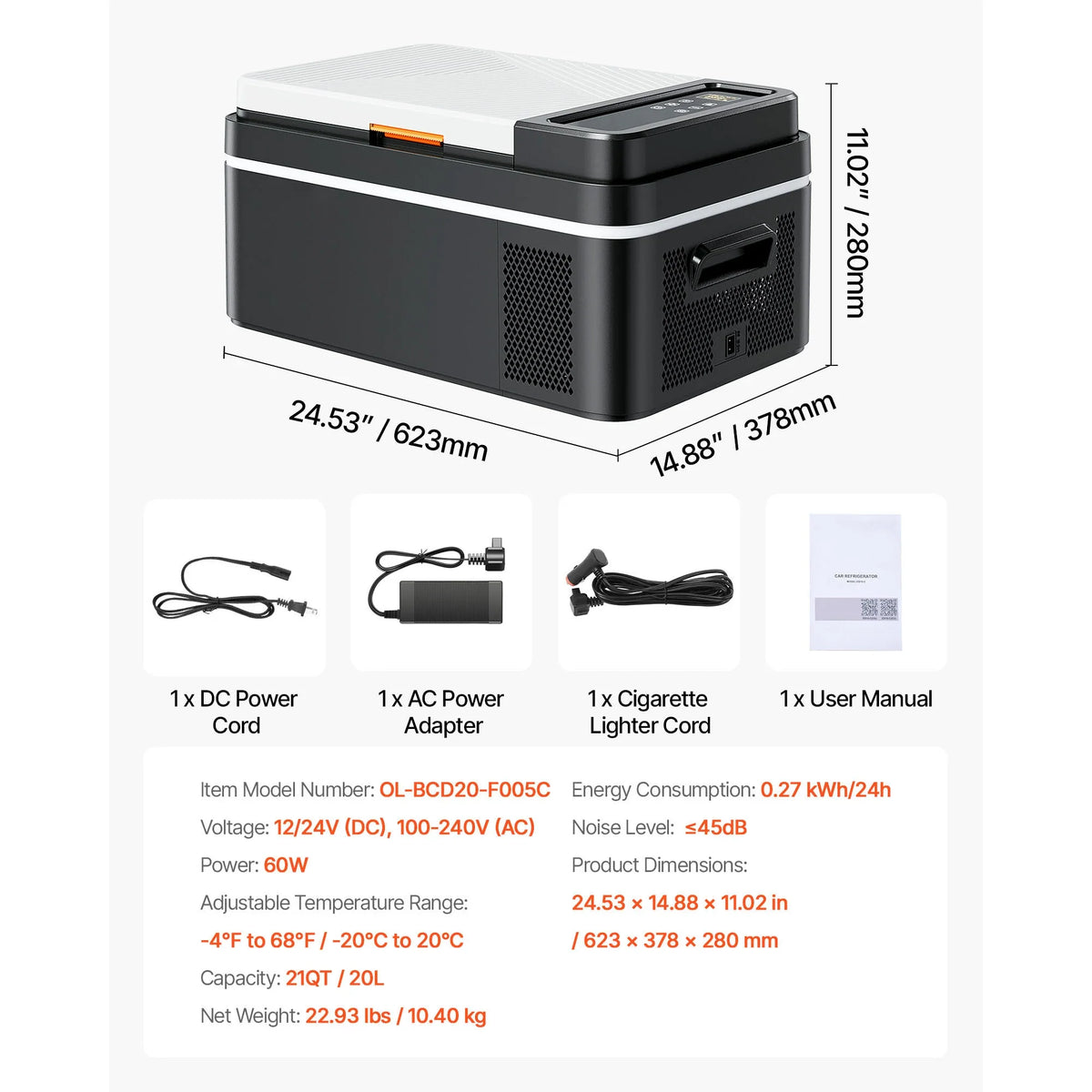 SucceBuy 20L 22L 35L 45L 55L Car Refrigerator Mini Fridge Freezer Portable Compressor Cooler DC 110-240V Ice Box for Camping