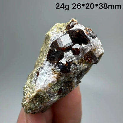 Natural Dark Brown Andradite Garnet Cluster Raw Crystal Mineral Specimen Calcite Matrix Healing Stone Home Decoration